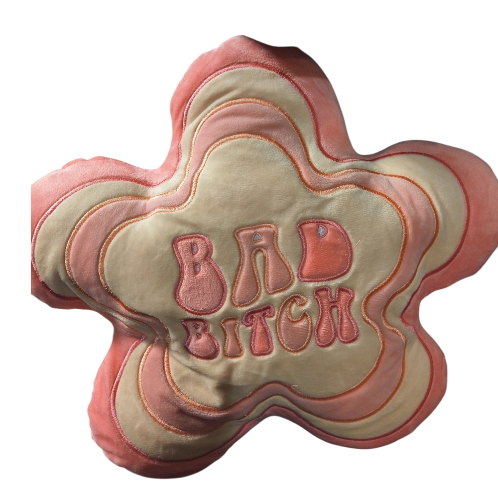 NWT Spencer's Chic Pink and Cream Bad Bitc# Novelty Pillow